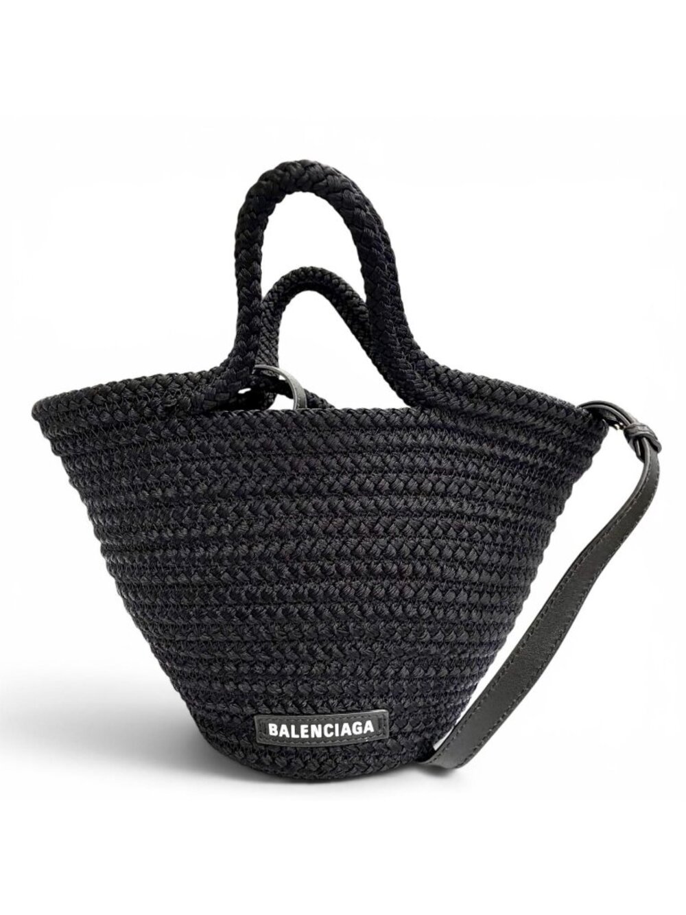 Balenciaga Ibiza Small Logo 2-Way Basket Shoulder Bag Black